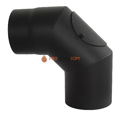 Отвод черный КПД 90* d200 2 мм с ревизией