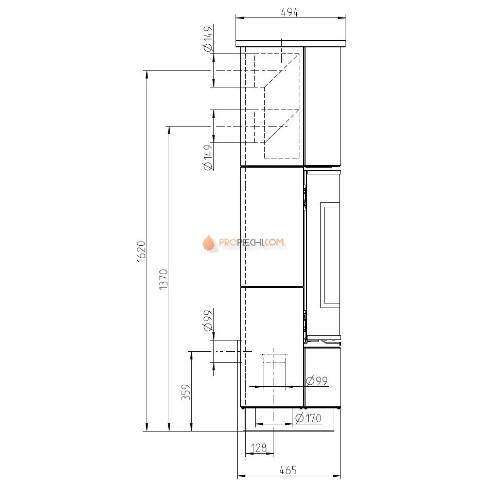 Печь-камин Thorma DELIA Extra Serpentino, черная
