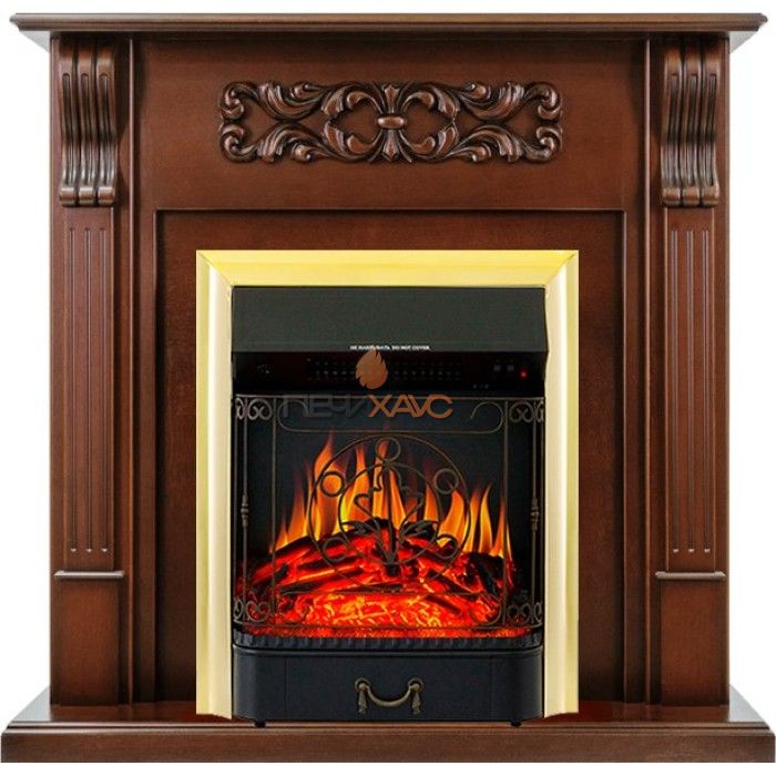 Каминокомплект Royal Flame Venice - Махагон коричневый антик с очагом Majestic FX Brass