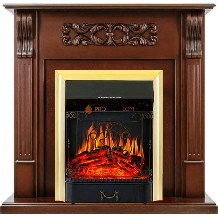 Каминокомплект Royal Flame Venice - Махагон коричневый антик с очагом Majestic FX Brass