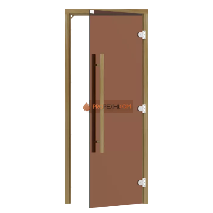 Дверь для бани стеклянная SAWO 741-3SGD-L-2 7/19, бронза, левая, без порога, кедр, прямая ручка