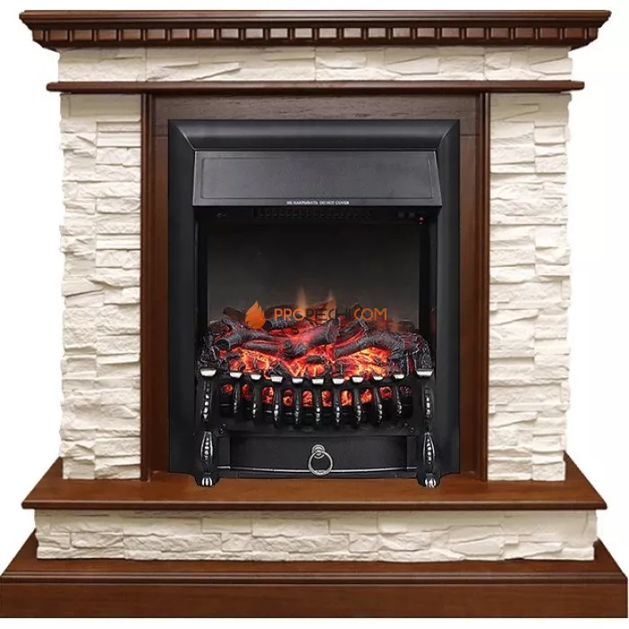 Каминокомплект Royal Flame Calgary - Дуб / Сланец белый с очагом Fobos FX Black
