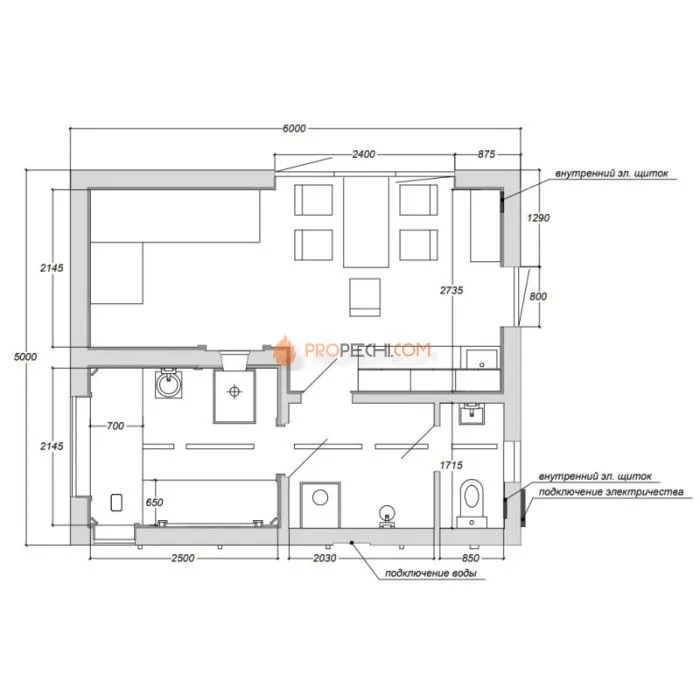 Каркасная двухмодульная баня Woodson 6х5 (утепление 100)