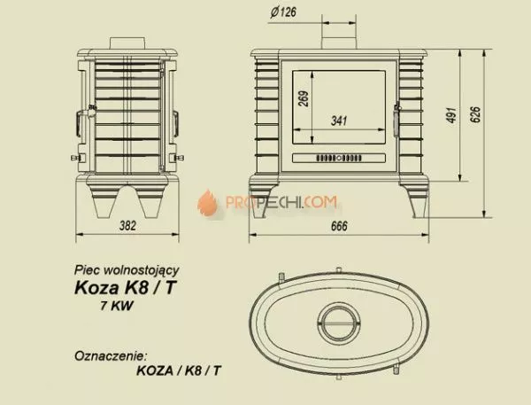 Чугунная печь Koza/K8/T