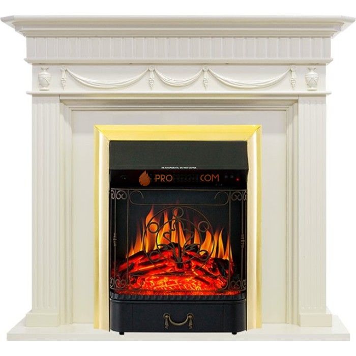 Каминокомплект Royal Flame Corfu - Слоновая кость с очагом Majestic FX Brass