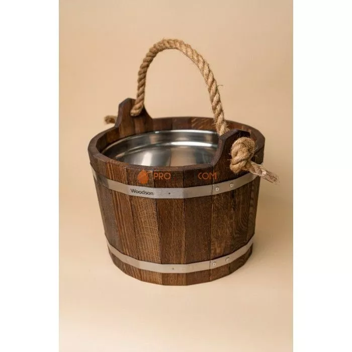 Шайка Woodson с нержавеющей вставкой, 10 л., дуб в темном