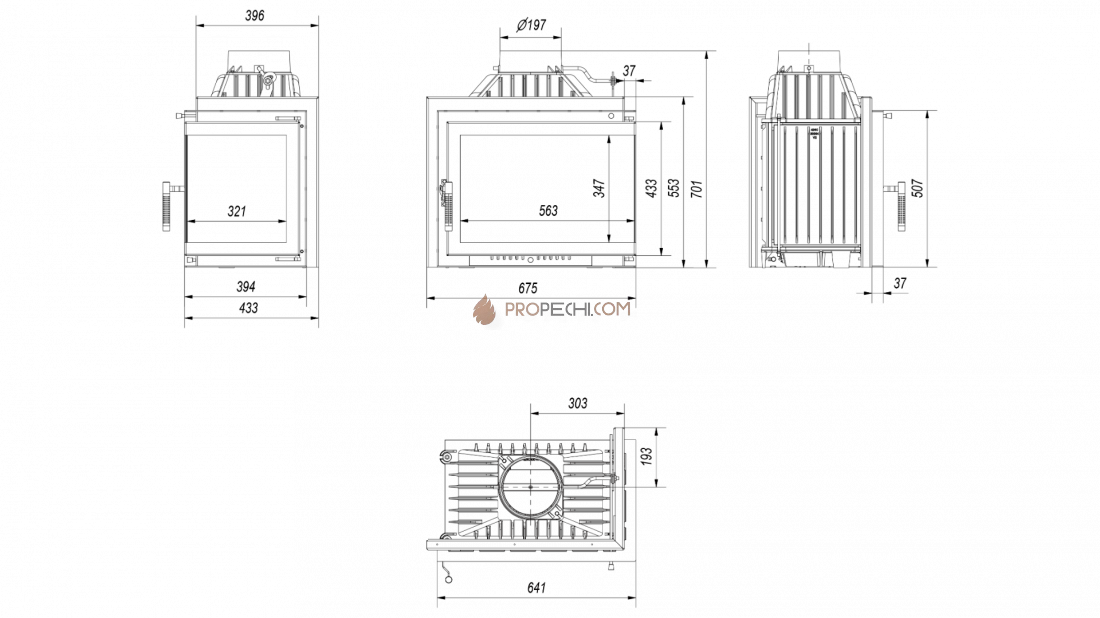 Каминная топка Kratki Simple M S P BS Правая