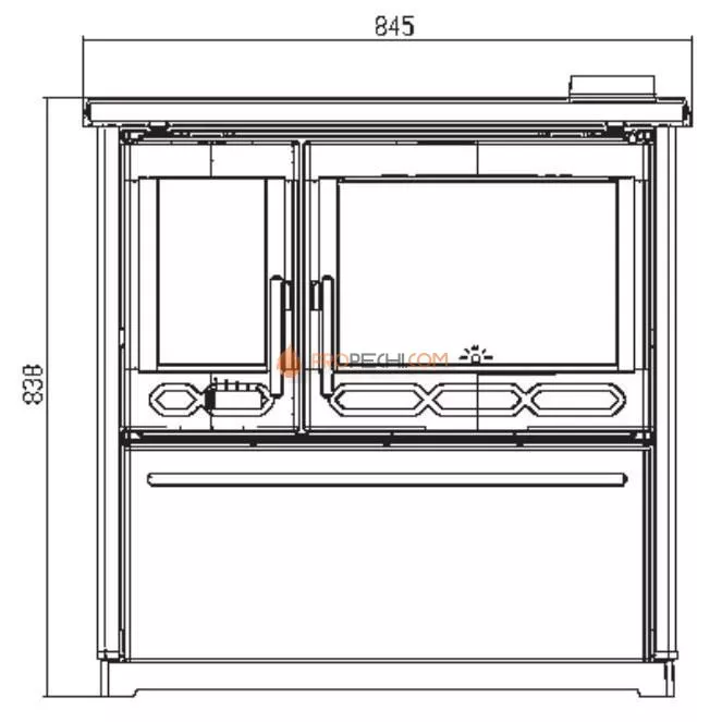 Плита Plamen 850 Glas кремовая, труба справа