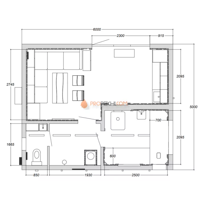 Каркасная двухмодульная баня Woodson Twin 6х5 (утепление 150)