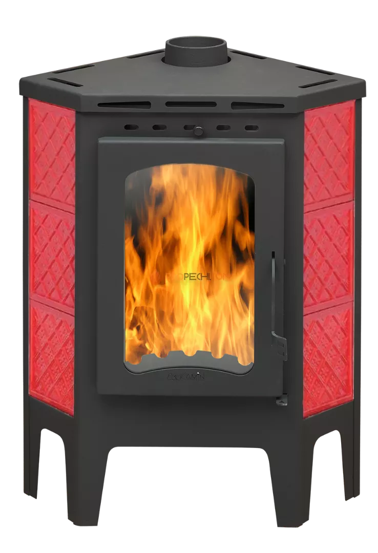 Бавария угловая изразцовая Решетка красная с металлической крышкой