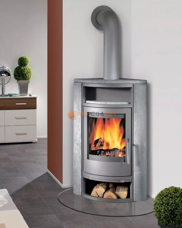 Печь-камин ABX Polar 6 угловой серая сталь