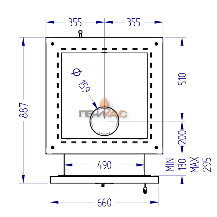 Газовая печь для бани Klover RT 50-RV 310S ( Талькомагнезит Стандарт, прямые углы )