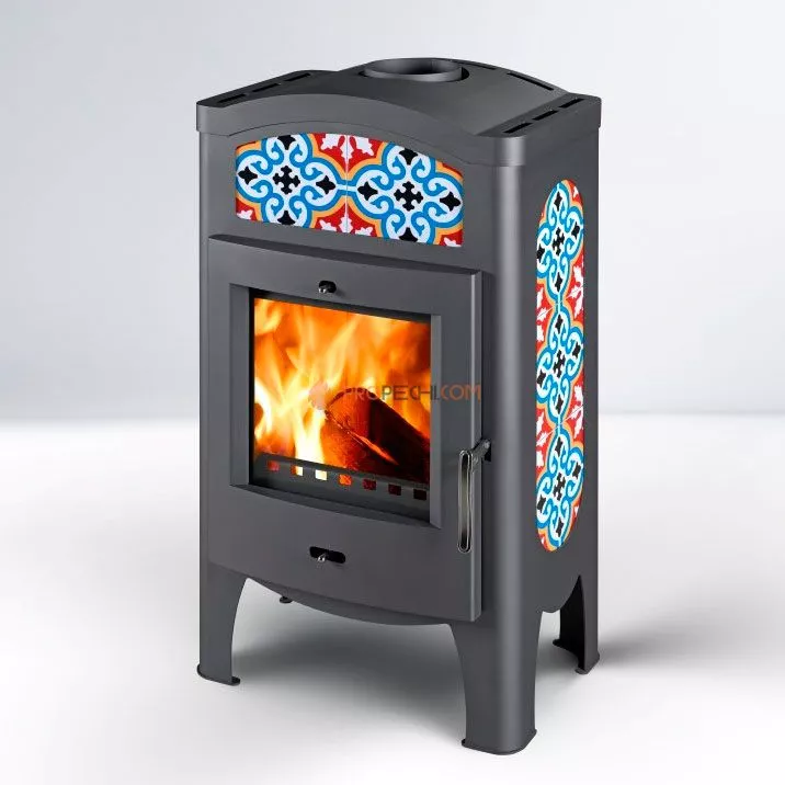 Печь-камин Thorma TORINO, серая с орнаментом