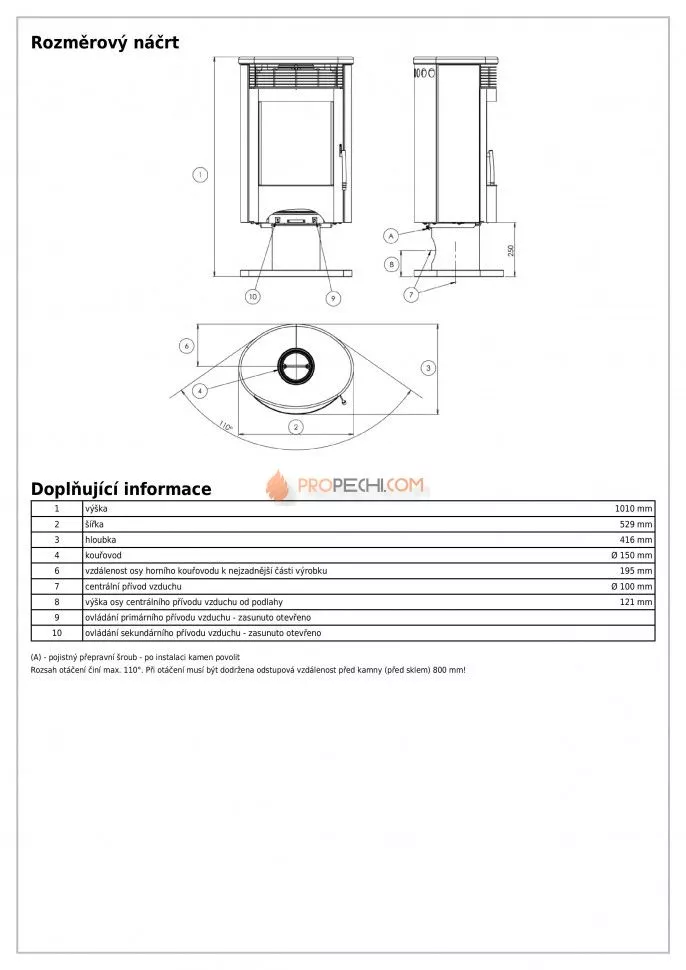 Печь-камин ABX Tartu 5 поворотный серая сталь