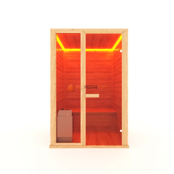 Финская сауна НКЗ 2-местная прямая 110x135x200 см, вход со стороны 135 см