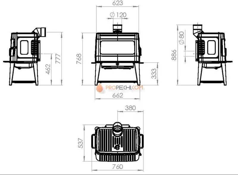 Печь-камин AUTHENTIC 50 Plamen, эмалированная, серая
