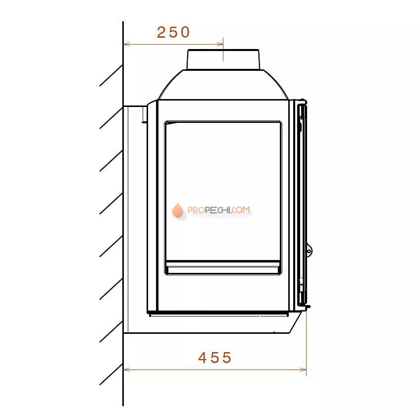Печь-камин Liseo Castiron LCI 5 GLR Wall, два боковых стекла