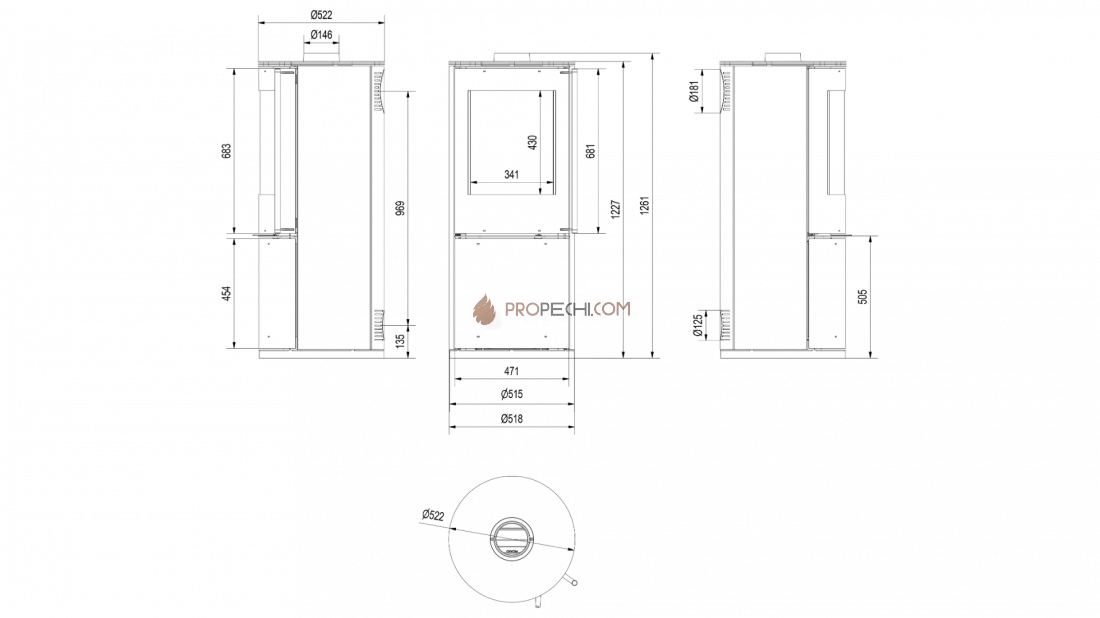 Печь-камин Kratki Koza Picard