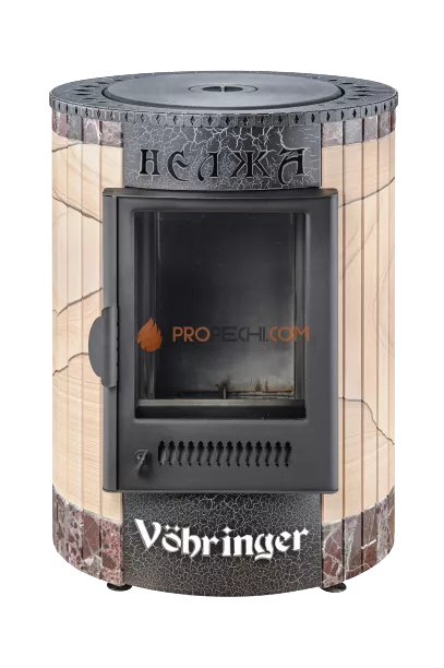 Печь-камин Ферингер "Окаменевшее дерево" перенесённый рисунок + Россо Леванте