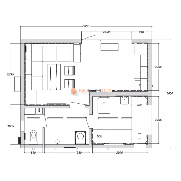 Каркасная двухмодульная баня Woodson Twin 6х5 (утепление 100)