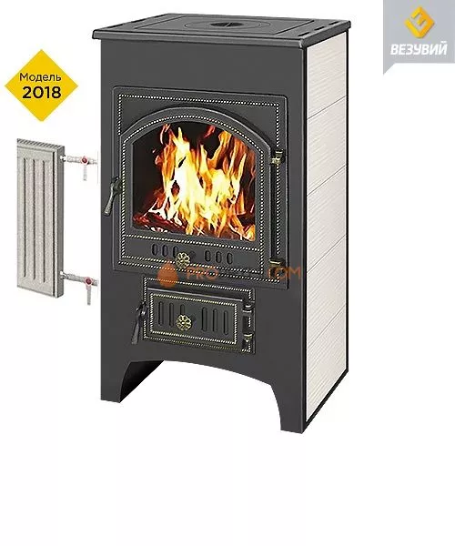 Печь-камин Везувий ПК01 (205) 2018 с плитой и т/о беж.12 кВ