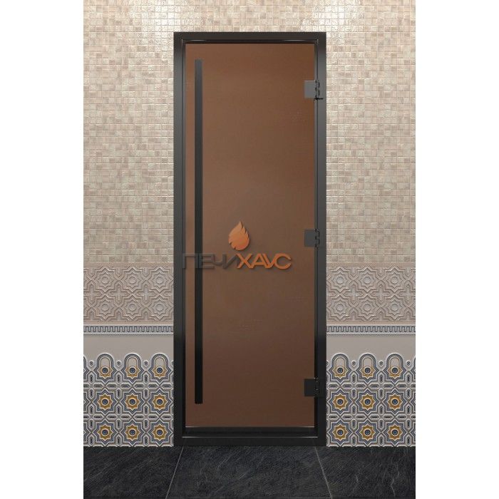 Дверь для хамама DoorWood Престиж Черный профиль Бронза матовая, 1900х700 мм