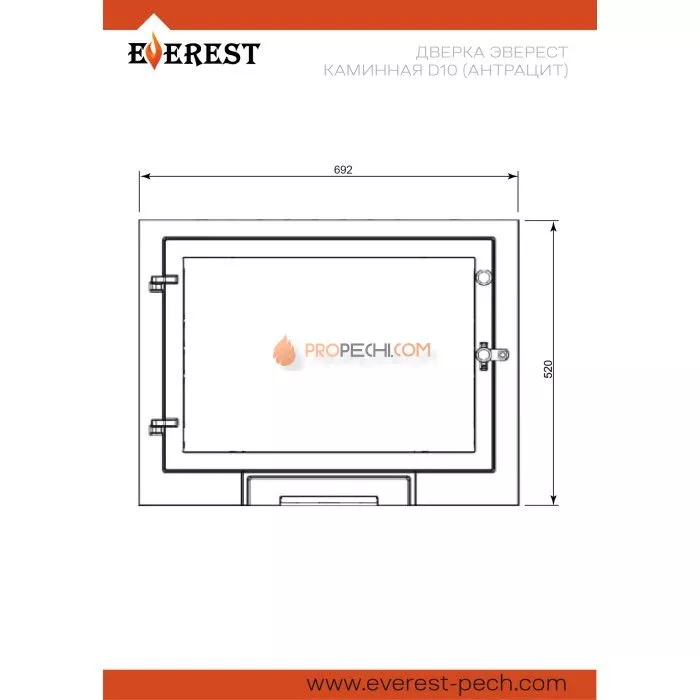 Дверка ЭВЕРЕСТ каминная D10 Антрацит