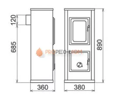 Печь-камин Thorma Milano II, termoplate, бежевый