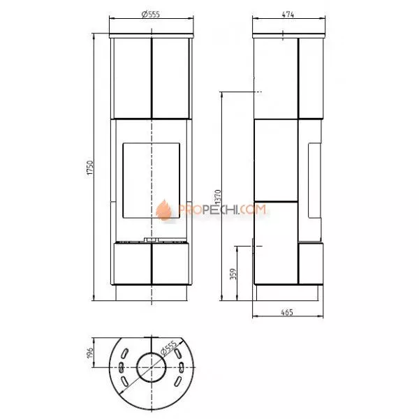 Печь-камин Thorma Delia, черный/serpentino