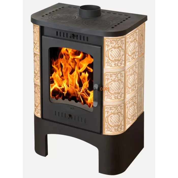 Печь-камин ЭкоКамин Бавария песочная Барокко с плитой