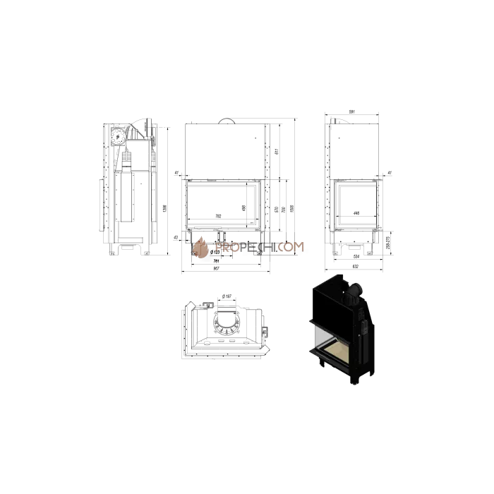 Каминная топка Kratki MBA/L/BS/G/SG (гнутое стекло) (17 кВт)