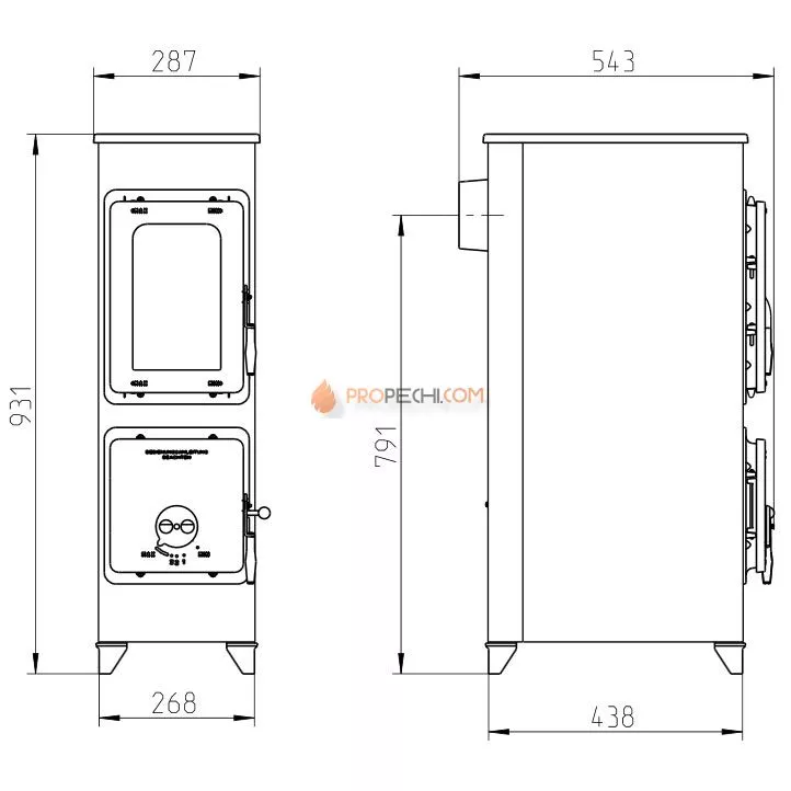 Печь-камин Thorma Flensburg, черная