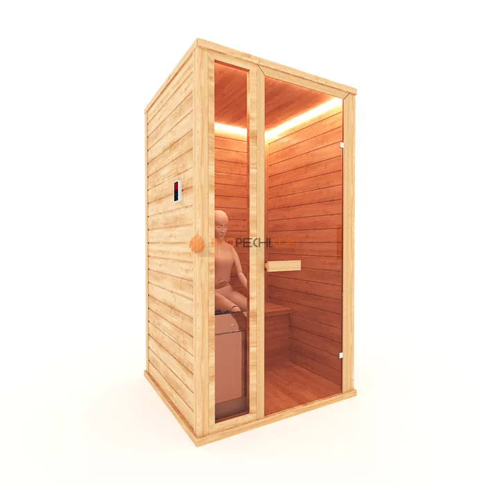 Финская сауна НКЗ 1-местная прямая 95x120x200 см, вход со стороны 120 см