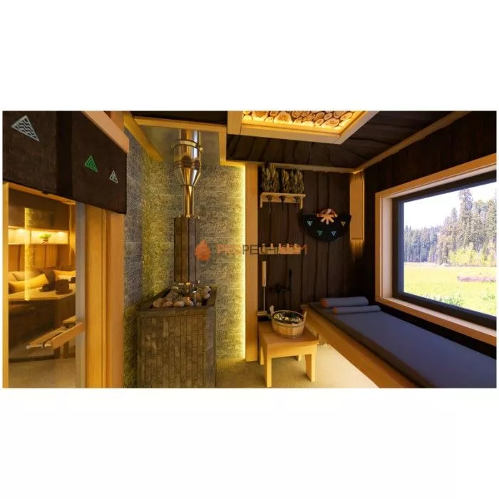 Каркасная двухмодульная баня Woodson Free 6х5 (утепление 100)