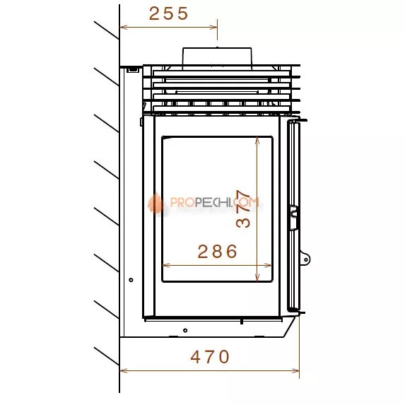 Печь-камин Liseo Castiron LCI 9 GLR Wall, два боковых стекла