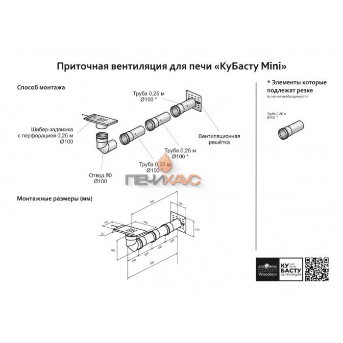 Приточная вентиляция WoodSoon для печи КуБасту mini