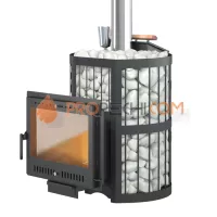 Печь для бани ЭТНА 18 (Панорама)  Закрытая каменка