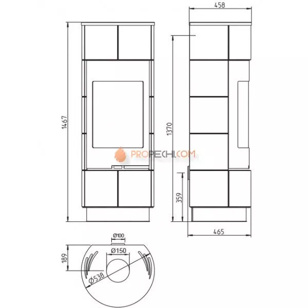 Печь-камин Thorma Cadiz, черный/serpentino