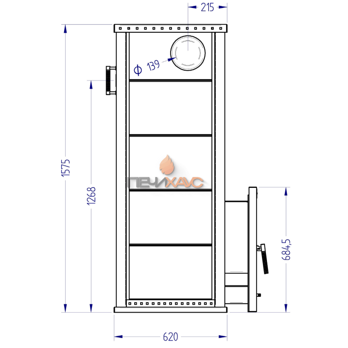 Газовая печь для бани Klover 35-RV 310S ( Серпентинит )