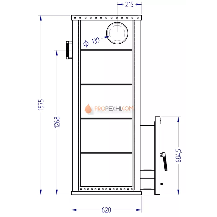 Газовая печь для бани Klover RT 35-RV 310S ( Талькомагнезит Скала, прямые углы )