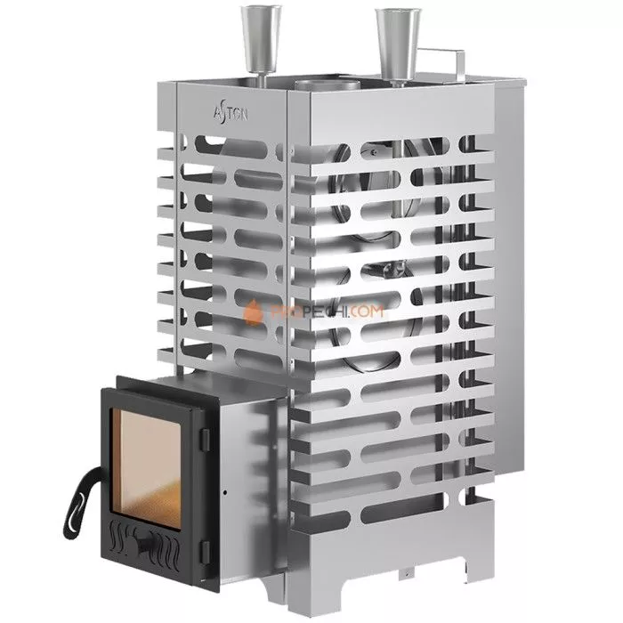 Дровяная печь для бани ASTON 20 INOX стекло АКВА
