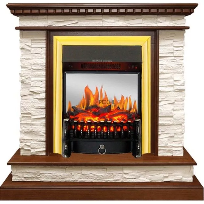 Каминокомплект Royal Flame Calgary - Дуб / Сланец белый с очагом Fobos FX M Brass