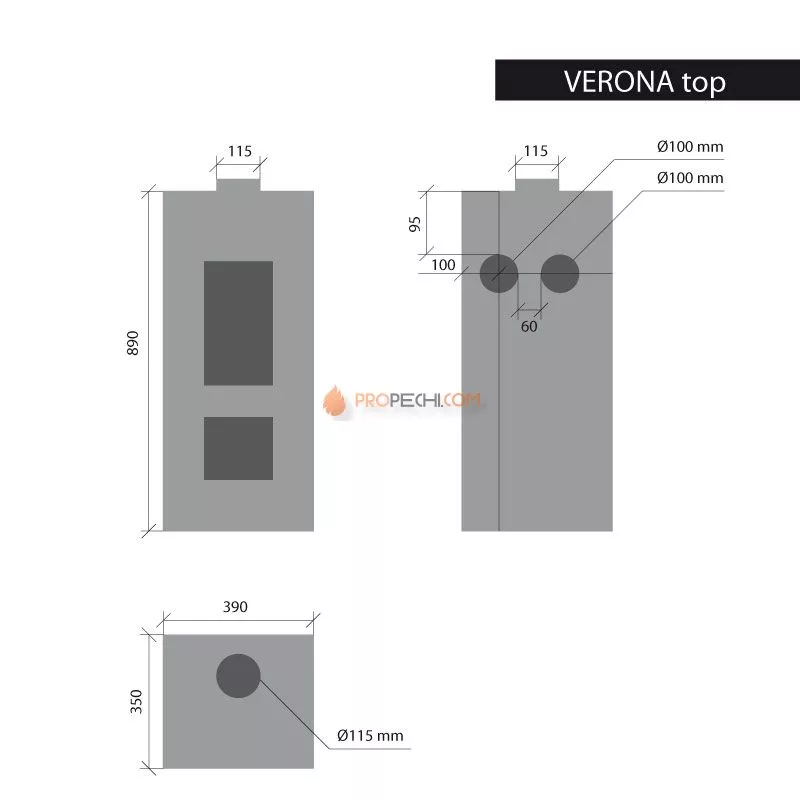 Печь-камин Thorma Verona Top, черная