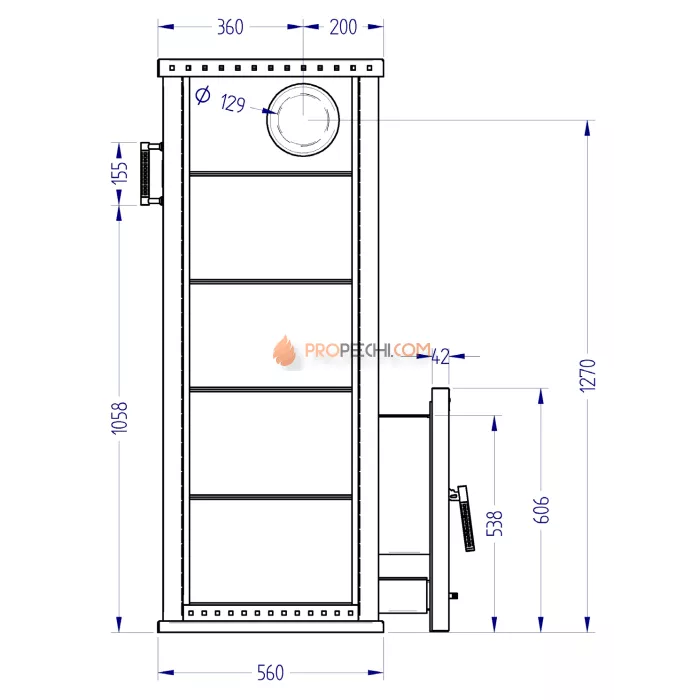 Газовая печь для бани Klover RT 20-RV 310S ( Талькомагнезит Радиатор )