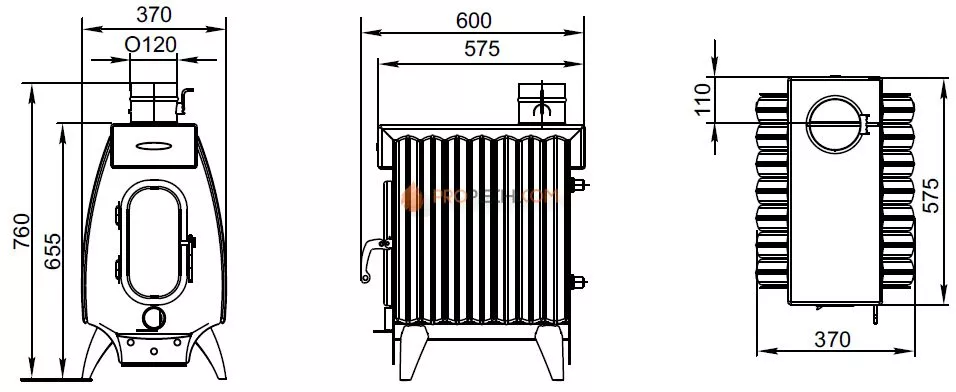 Печь отопительная TMF Огонь-Батарея 7 ЛАЙТ антрацит
