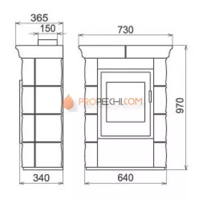 Печь-камин Thorma Borgholm Keramik Top, бежевая