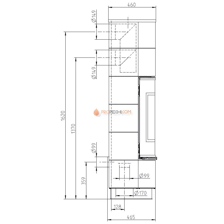 Печь-камин Thorma DELIA Plus Ceramic, черный/белая
