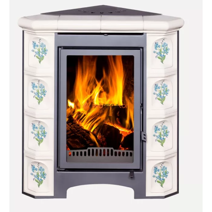 Печь-камин ЭкоКамин София угловая, бежевая Незабудка