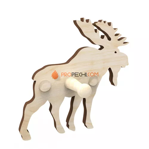 Крючок Лось светлый, фанера