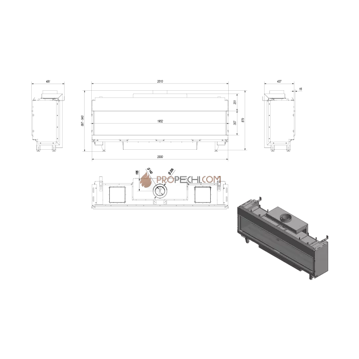Газовая топка Kratki LEO/200/LPG (баллонный газ) (17 кВт)